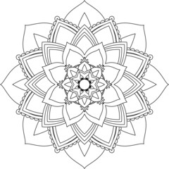 Easy Mandala coloring book simple and basic for beginners, seniors and children. Set of Mehndi flower pattern for Henna drawing and tattoo. Decoration in ethnic oriental, Indian style.
