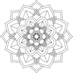 Easy Mandala coloring book simple and basic for beginners, seniors and children. Set of Mehndi flower pattern for Henna drawing and tattoo. Decoration in ethnic oriental, Indian style.