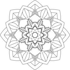 Easy Mandala coloring book simple and basic for beginners, seniors and children. Set of Mehndi flower pattern for Henna drawing and tattoo. Decoration in ethnic oriental, Indian style.