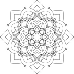 Easy Mandala coloring book simple and basic for beginners, seniors and children. Set of Mehndi flower pattern for Henna drawing and tattoo. Decoration in ethnic oriental, Indian style.