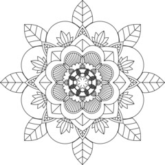 Easy Mandala coloring book simple and basic for beginners, seniors and children. Set of Mehndi flower pattern for Henna drawing and tattoo. Decoration in ethnic oriental, Indian style.