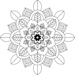 Easy Mandala coloring book simple and basic for beginners, seniors and children. Set of Mehndi flower pattern for Henna drawing and tattoo. Decoration in ethnic oriental, Indian style.