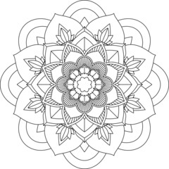 Easy Mandala coloring book simple and basic for beginners, seniors and children. Set of Mehndi flower pattern for Henna drawing and tattoo. Decoration in ethnic oriental, Indian style.