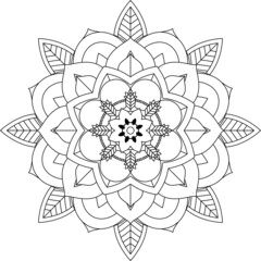 Easy Mandala coloring book simple and basic for beginners, seniors and children. Set of Mehndi flower pattern for Henna drawing and tattoo. Decoration in ethnic oriental, Indian style.