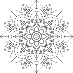 Easy Mandala coloring book simple and basic for beginners, seniors and children. Set of Mehndi flower pattern for Henna drawing and tattoo. Decoration in ethnic oriental, Indian style.