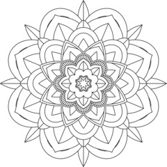 Easy Mandala coloring book simple and basic for beginners, seniors and children. Set of Mehndi flower pattern for Henna drawing and tattoo. Decoration in ethnic oriental, Indian style.