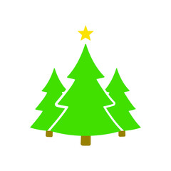 Christmas tree with a star on top, on Christmas night, vector illustration