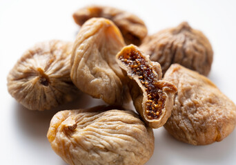 Dried figs on a white background