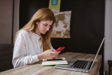 Pretty lady isolated alone at home