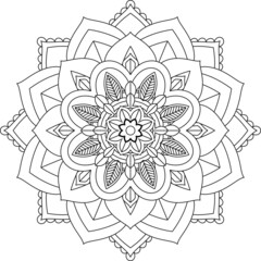 Easy Mandala coloring book simple and basic for beginners, seniors and children. Set of Mehndi flower pattern for Henna drawing and tattoo. Decoration in ethnic oriental, Indian style.