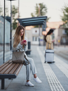 Girls keeping distance after pandemic of coronavirus