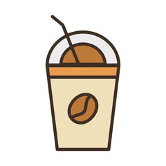 coffee plastic container and straw fill style icon