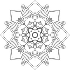 Easy Mandala coloring book simple and basic for beginners, seniors and children. Set of Mehndi flower pattern for Henna drawing and tattoo. Decoration in ethnic oriental, Indian style.