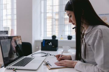 Medical worker having consultation in distance