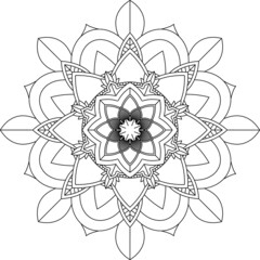 Easy Mandala coloring book simple and basic for beginners, seniors and children. Set of Mehndi flower pattern for Henna drawing and tattoo. Decoration in ethnic oriental, Indian style.