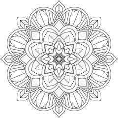 Easy Mandala coloring book simple and basic for beginners, seniors and children. Set of Mehndi flower pattern for Henna drawing and tattoo. Decoration in ethnic oriental, Indian style.