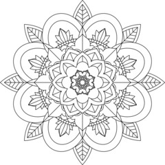 Easy Mandala coloring book simple and basic for beginners, seniors and children. Set of Mehndi flower pattern for Henna drawing and tattoo. Decoration in ethnic oriental, Indian style.