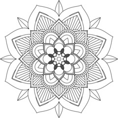 Easy Mandala coloring book simple and basic for beginners, seniors and children. Set of Mehndi flower pattern for Henna drawing and tattoo. Decoration in ethnic oriental, Indian style.