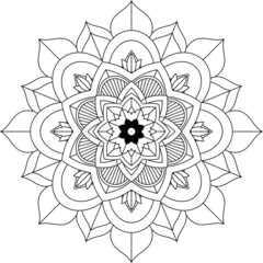 Easy Mandala coloring book simple and basic for beginners, seniors and children. Set of Mehndi flower pattern for Henna drawing and tattoo. Decoration in ethnic oriental, Indian style.