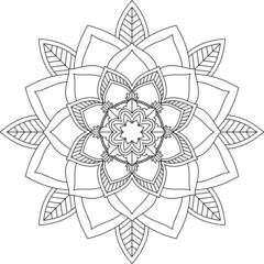 Easy Mandala coloring book simple and basic for beginners, seniors and children. Set of Mehndi flower pattern for Henna drawing and tattoo. Decoration in ethnic oriental, Indian style.