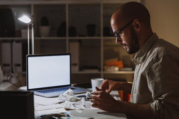 Male finishing his picture
