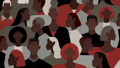 crowd of different black people. Black life matters concept