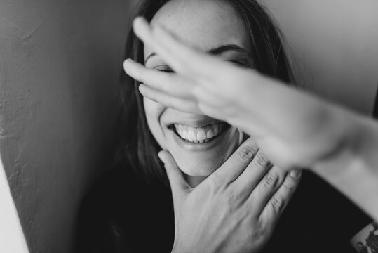 portrait of a young laughing girl