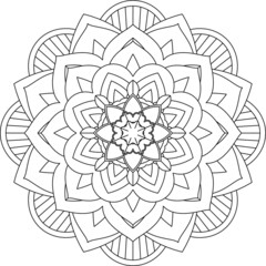 Easy Mandala coloring book simple and basic for beginners, seniors and children. Set of Mehndi flower pattern for Henna drawing and tattoo. Decoration in ethnic oriental, Indian style.