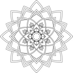 Easy Mandala coloring book simple and basic for beginners, seniors and children. Set of Mehndi flower pattern for Henna drawing and tattoo. Decoration in ethnic oriental, Indian style.