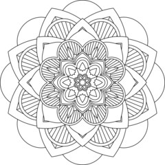 Easy Mandala coloring book simple and basic for beginners, seniors and children. Set of Mehndi flower pattern for Henna drawing and tattoo. Decoration in ethnic oriental, Indian style.