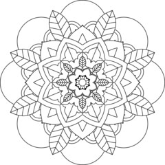 Easy Mandala coloring book simple and basic for beginners, seniors and children. Set of Mehndi flower pattern for Henna drawing and tattoo. Decoration in ethnic oriental, Indian style.