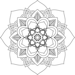Easy Mandala coloring book simple and basic for beginners, seniors and children. Set of Mehndi flower pattern for Henna drawing and tattoo. Decoration in ethnic oriental, Indian style.