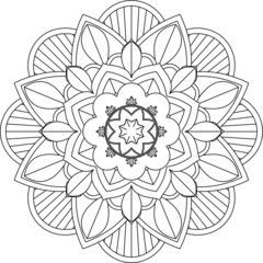 Easy Mandala coloring book simple and basic for beginners, seniors and children. Set of Mehndi flower pattern for Henna drawing and tattoo. Decoration in ethnic oriental, Indian style.