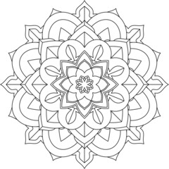 Easy Mandala coloring book simple and basic for beginners, seniors and children. Set of Mehndi flower pattern for Henna drawing and tattoo. Decoration in ethnic oriental, Indian style.