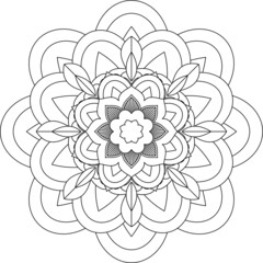 Easy Mandala coloring book simple and basic for beginners, seniors and children. Set of Mehndi flower pattern for Henna drawing and tattoo. Decoration in ethnic oriental, Indian style.