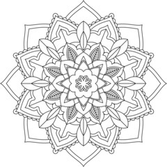 Easy Mandala coloring book simple and basic for beginners, seniors and children. Set of Mehndi flower pattern for Henna drawing and tattoo. Decoration in ethnic oriental, Indian style.