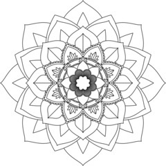 Easy Mandala coloring book simple and basic for beginners, seniors and children. Set of Mehndi flower pattern for Henna drawing and tattoo. Decoration in ethnic oriental, Indian style.