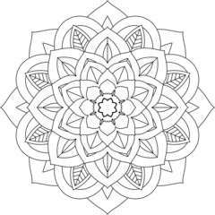Easy Mandala coloring book simple and basic for beginners, seniors and children. Set of Mehndi flower pattern for Henna drawing and tattoo. Decoration in ethnic oriental, Indian style.