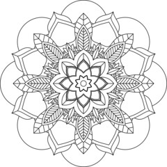 Easy Mandala coloring book simple and basic for beginners, seniors and children. Set of Mehndi flower pattern for Henna drawing and tattoo. Decoration in ethnic oriental, Indian style.