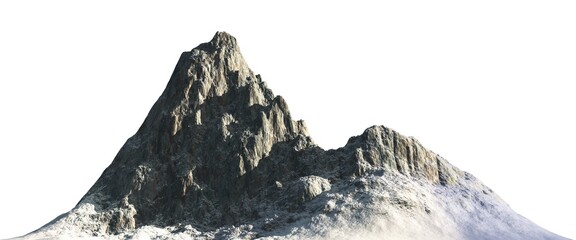 Snowy mountains Isolate on white background 3d illustration