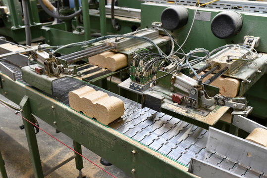 Wood being processed in lumberyard