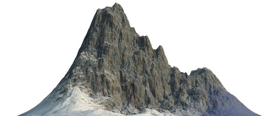 Snowy mountains Isolate on white background 3d illustration - 388898853