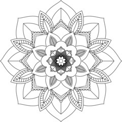 Easy Mandala coloring book simple and basic for beginners, seniors and children. Set of Mehndi flower pattern for Henna drawing and tattoo. Decoration in ethnic oriental, Indian style.