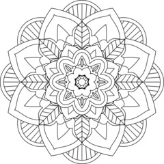 Easy Mandala coloring book simple and basic for beginners, seniors and children. Set of Mehndi flower pattern for Henna drawing and tattoo. Decoration in ethnic oriental, Indian style.