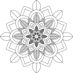 Easy Mandala coloring book simple and basic for beginners, seniors and children. Set of Mehndi flower pattern for Henna drawing and tattoo. Decoration in ethnic oriental, Indian style.
