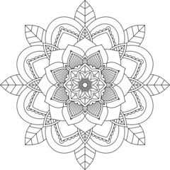Easy Mandala coloring book simple and basic for beginners, seniors and children. Set of Mehndi flower pattern for Henna drawing and tattoo. Decoration in ethnic oriental, Indian style.