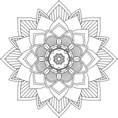 Easy Mandala coloring book simple and basic for beginners, seniors and children. Set of Mehndi flower pattern for Henna drawing and tattoo. Decoration in ethnic oriental, Indian style.