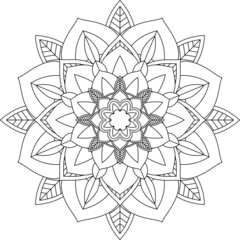 Easy Mandala coloring book simple and basic for beginners, seniors and children. Set of Mehndi flower pattern for Henna drawing and tattoo. Decoration in ethnic oriental, Indian style.