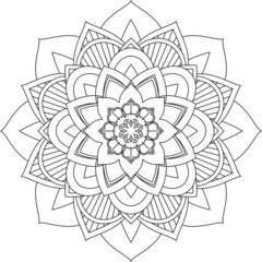 Fototapeta premium Easy Mandala coloring book simple and basic for beginners, seniors and children. Set of Mehndi flower pattern for Henna drawing and tattoo. Decoration in ethnic oriental, Indian style.