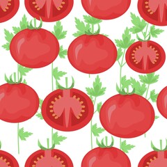 Vegetable organic food ripe sliced tomato seamless pattern vector illustration. seamless pattern with tomato